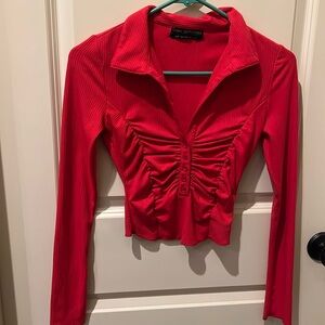 Red Urban Outfitters cropped long-sleeve top